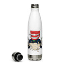 Illustrated water bottle featuring a character with a large smiling mouth, text 'COMEDY BANG BANG,' and colorful design elements.