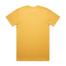 Back view of a plain yellow t-shirt.