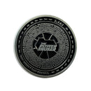 Round coin featuring the text 'THE POWER BROKER' in the center, surrounded by various smaller texts and designs.