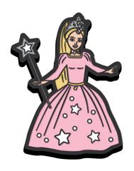 Princess in a pink gown with stars and a wand, wearing a tiara and long blonde hair.