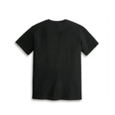 Black short-sleeve T-shirt shown from the back with no design, plain fabric and standard fit.