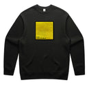 Black sweatshirt featuring a central yellow square with the text '99% INVISIBLE' at the bottom.