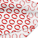 red and pink patterned fabric featuring circular motifs with hands on a white background