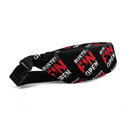black fanny pack featuring bold red and white text stating BUSTED FN OPEN