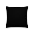 Square black throw pillow shown from the back with no printed design, solid black fabric surface and clean stitched edges.