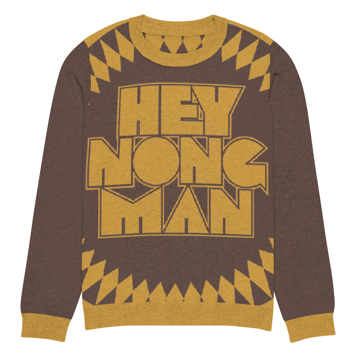 B.TRILL■[24FW] Yellow taping hashtag sweatshirt■送料込 Comedy Bang Bang: REAL Knitted Hey Nong Man Sweater