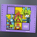 Rectangular jigsaw puzzle resting on a dark surface, featuring a purple border and a colorful comic-style illustration divided into six panels. The artwork shows stylized characters in green, red, blue, and yellow tones, with text reading 'HIDDEN LEVELS' across the top and sides. The upper-left panel says '99% Invisible,' the lower-right panel says 'Endless Thread,' and logos for 'WBUR' and 'SiriusXM' appear along the bottom edge.