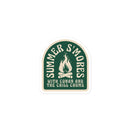 A logo featuring a campfire with the text Summer S'mores with Conan and the Chill Chums in vintage style.