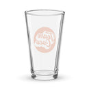 Clear glass pint glass with 'Team Coco Podcasts' logo in orange and white
