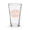 Clear glass pint glass with 'Team Coco Podcasts' logo in orange and white