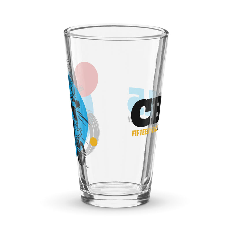 clear glass, viewed from side. 