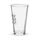 Clear glass pint with the text 'Comedy Bang! Bang!' printed in a playful font design.