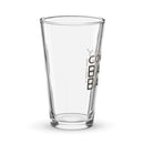 Clear glass pint with the text 'Comedy Bang! Bang!' printed in a playful font design.