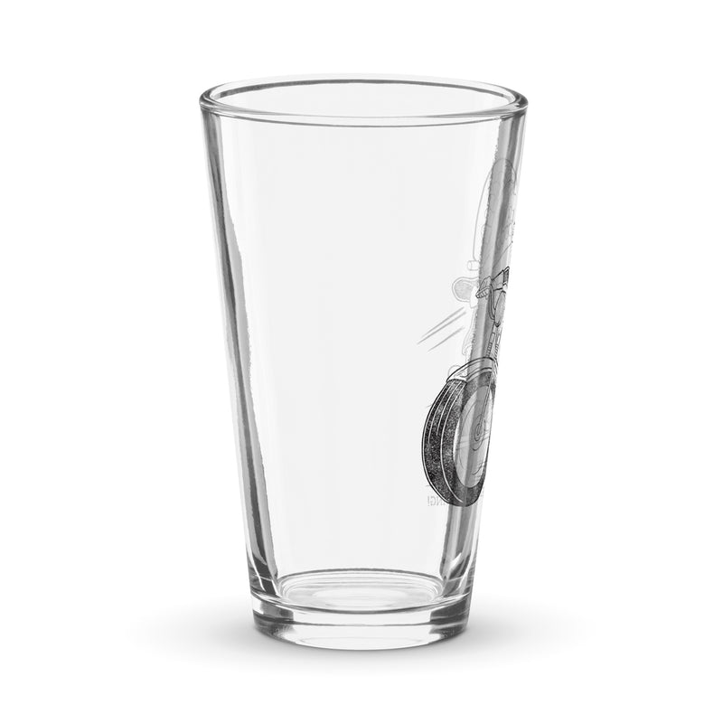 Illustration of a character riding a motorcycle with a sombrero on a glass, featuring text 'Comedy Bang! Bang!'
