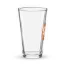 Clear glass pint glass with 'Team Coco Podcasts' logo in orange and white