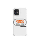 White phone case featuring 'Conan O'Brien Radio' logo and 'SiriusXM' branding