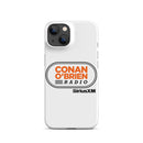 White phone case featuring 'Conan O'Brien Radio' logo and 'SiriusXM' branding