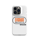 White phone case featuring 'Conan O'Brien Radio' logo and 'SiriusXM' branding