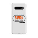 White phone case featuring 'Conan O'Brien Radio' logo and 'SiriusXM' branding