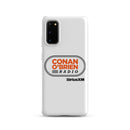White phone case featuring 'Conan O'Brien Radio' logo and 'SiriusXM' branding
