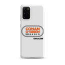 White phone case featuring 'Conan O'Brien Radio' logo and 'SiriusXM' branding