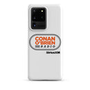 White phone case featuring 'Conan O'Brien Radio' logo and 'SiriusXM' branding