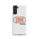 White phone case featuring 'Conan O'Brien Radio' logo and 'SiriusXM' branding