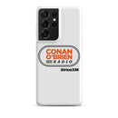 White phone case featuring 'Conan O'Brien Radio' logo and 'SiriusXM' branding