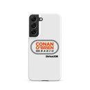 White phone case featuring 'Conan O'Brien Radio' logo and 'SiriusXM' branding