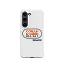 White phone case featuring 'Conan O'Brien Radio' logo and 'SiriusXM' branding
