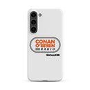 White phone case featuring 'Conan O'Brien Radio' logo and 'SiriusXM' branding