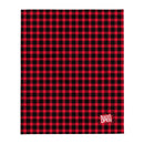 Red and black plaid blanket featuring the text 'BUSTED OPEN' in the bottom right corner.