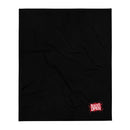 Black blanket with wrinkled texture and red 'BUSTED OPEN' logo in the bottom right corner.