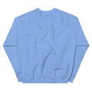 Back view of the light blue sweatshirt laid flat; no text or graphics are visible on the back.