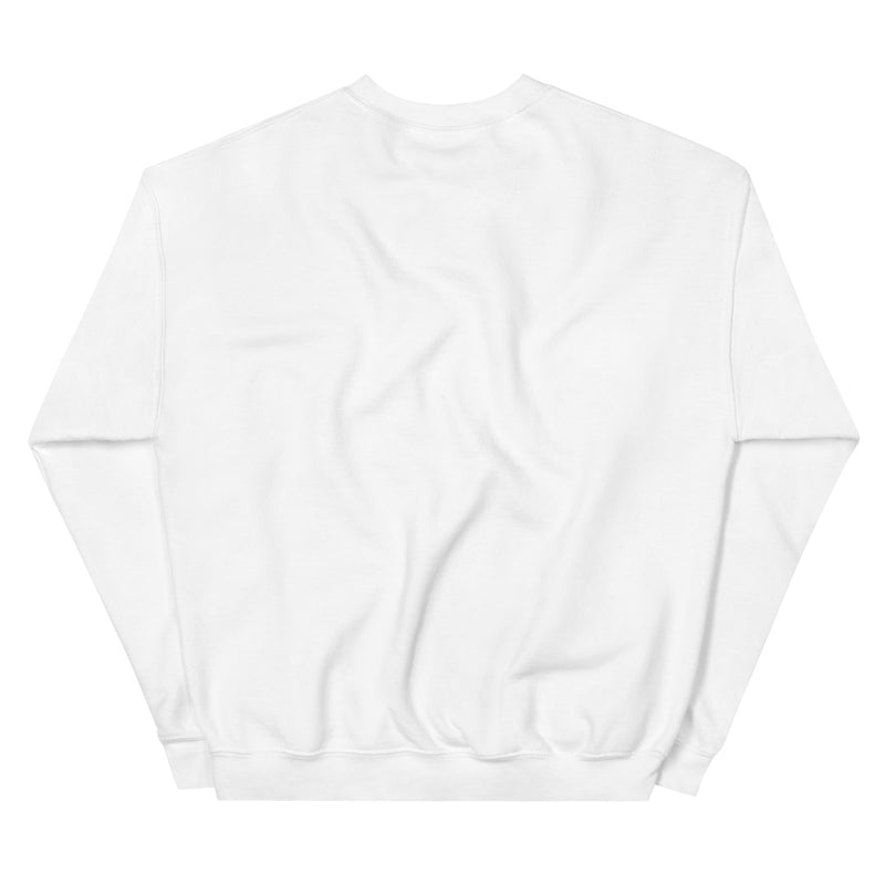 Back of white sweatshirt.
