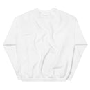 The back view of the white crewneck sweatshirt, showing a clean and simple design with no visible branding or text.