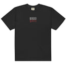 Front view of a black heavyweight T-shirt with a relaxed fit and short sleeves. Centered on the chest is the word ‘MORBID’ stacked three times in capital letters, with the top two lines in white and the bottom line in bold red. The lettering has a slightly distressed serif style. The rest of the shirt is solid black with a ribbed crew neckline and smooth cotton fabric.
