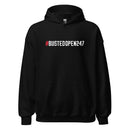 Black hoodie featuring the hashtag style text '