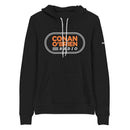 Black hoodie featuring the text 'Conan O'Brien Radio' in orange and white.