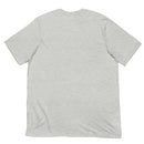 Flat lay back view of a light gray short-sleeve T-shirt. The back of the shirt is plain with no printed design or text.