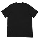 Flat lay back view of a black short-sleeve T-shirt. The back of the shirt is plain black with no printed design or text.