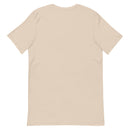 back view of a plain beige t-shirt on a white background