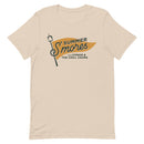 Beige t-shirt featuring a playful design for Summer S'mores with Conan and the Chill Chums.