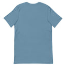 Back view of a light blue short-sleeve t-shirt without any design or print