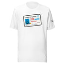 A white t-shirt featuring the 'Comedy Bang! Bang!' license design graphic on the chest and 'Comedy Bang! Bang! 16 YEARS' printed on the left sleeve in black.