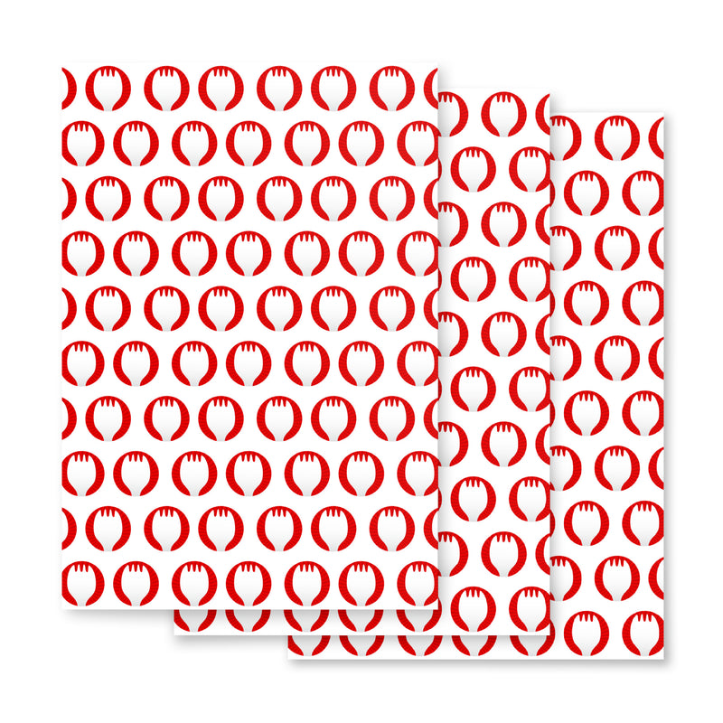 Repeating pattern of red 'Sporkful' logo on a white background