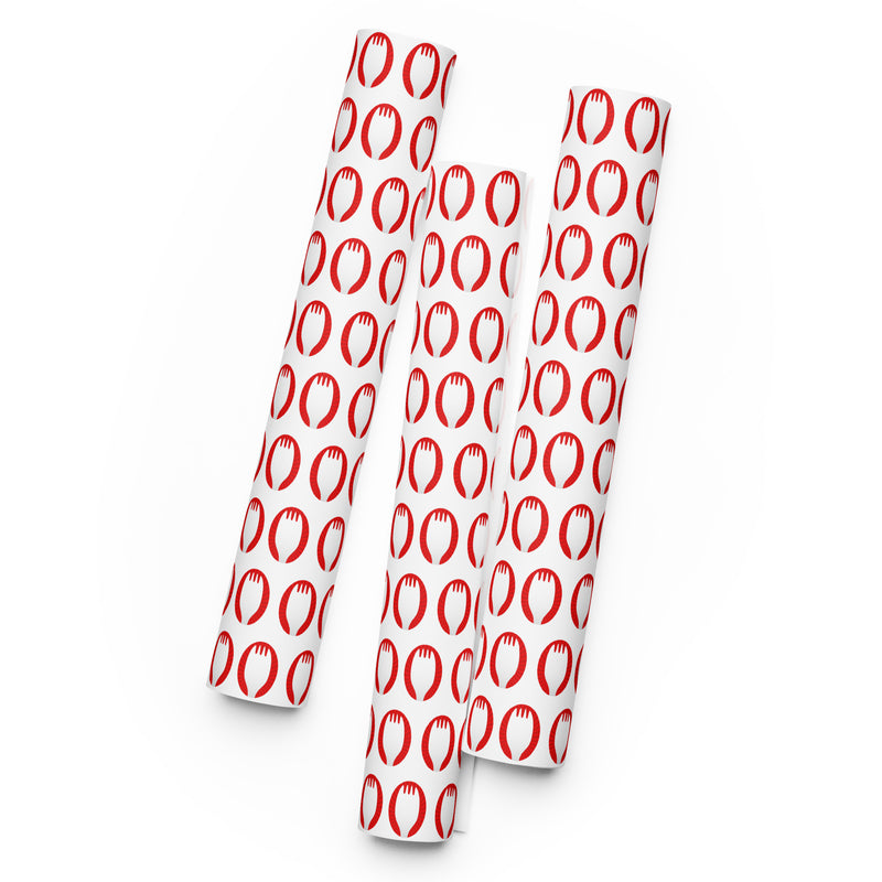 Repeating pattern of red 'Sporkful' logo on a white background