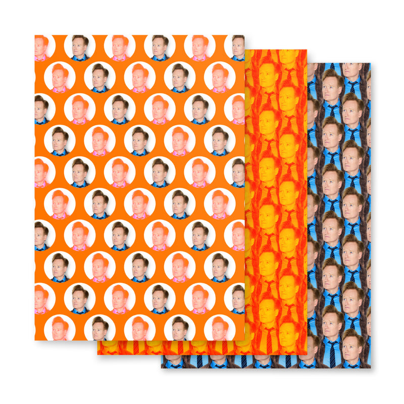 Colorful gift boxes featuring repeated images of Conan.