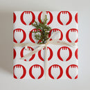 Repeating pattern of red 'Sporkful' logo on a white background