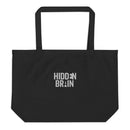 black tote bag featuring the text 'HIDDEN BRAIN' in a modern font